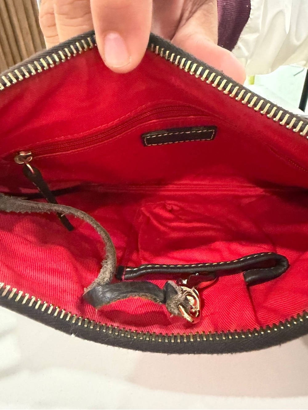 Dooney & Bourke Lady Bug Multicolor Plaid Leather Trim Small Shoulder Bag Purse - Picture 7 of 8